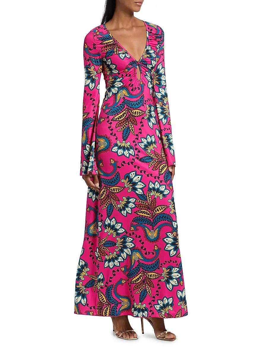 EYWASOULS MALIBU Women's Diana Bell-Sleeve Maxi Dress | Thumbnail 4