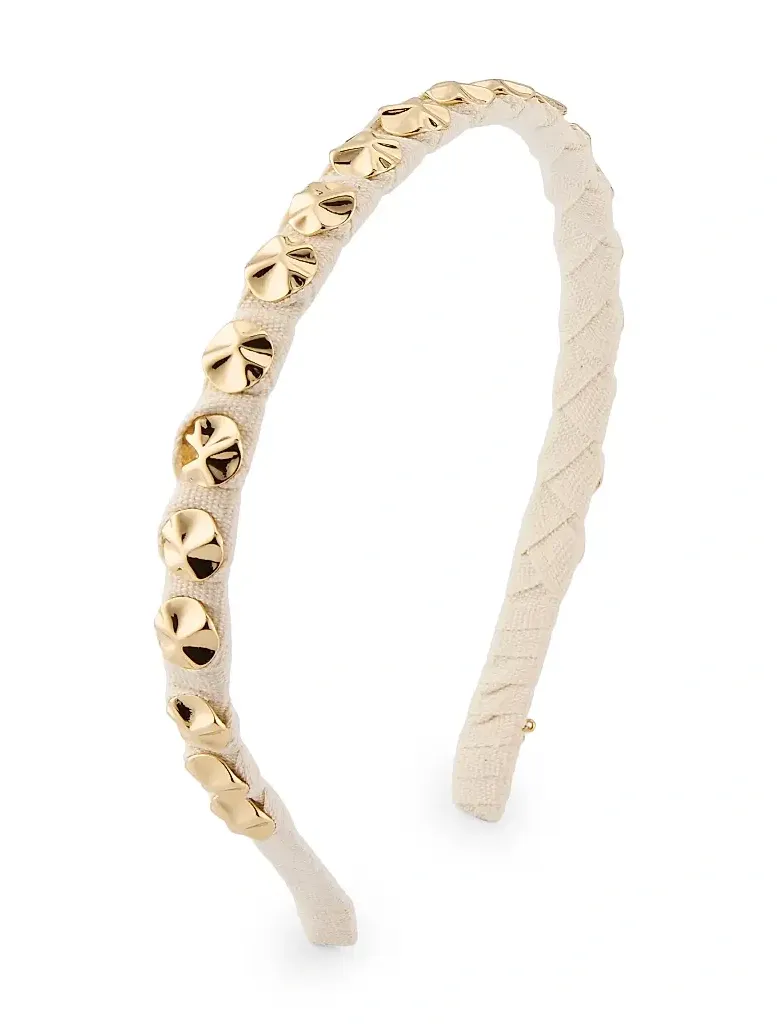 Women's Palm Beach Socialite 14K-Gold-Plated Studded Ribbon Headband
