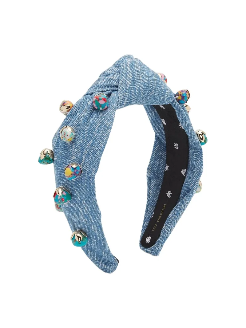 Women's Palm Beach Embellished Knotted Denim Headband Women's Palm Beach Embellished Knotted Denim Headband