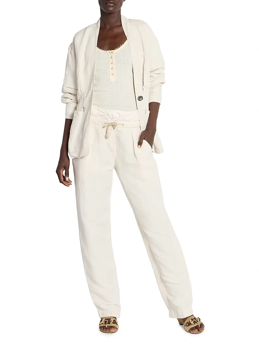 Isabel Marant Women's Soraya Linen-Silk Blazer - Ecru | Thumbnail 2 Isabel Marant Women's Soraya Linen-Silk Blazer - Ecru | Thumbnail 2