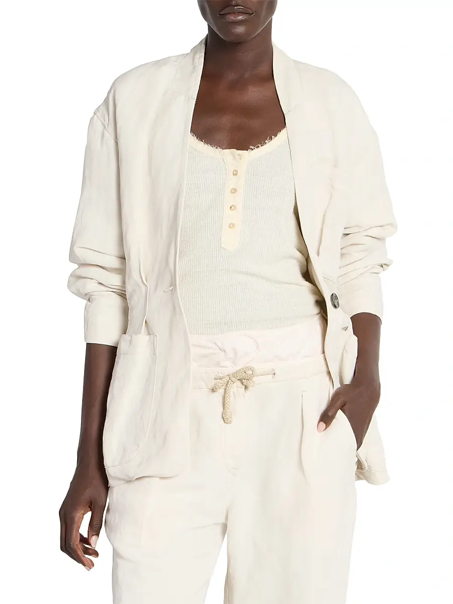 Isabel Marant Women's Soraya Linen-Silk Blazer - Ecru | Thumbnail 3 Isabel Marant Women's Soraya Linen-Silk Blazer - Ecru | Thumbnail 3