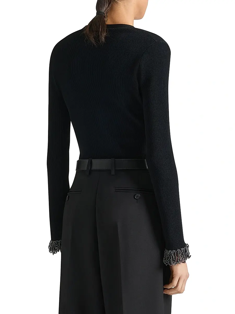 Givenchy Women's Cardigan in Knit with Embroidered Pearls - Black | Thumbnail 3 Givenchy Women's Cardigan in Knit with Embroidered Pearls - Black | Thumbnail 3