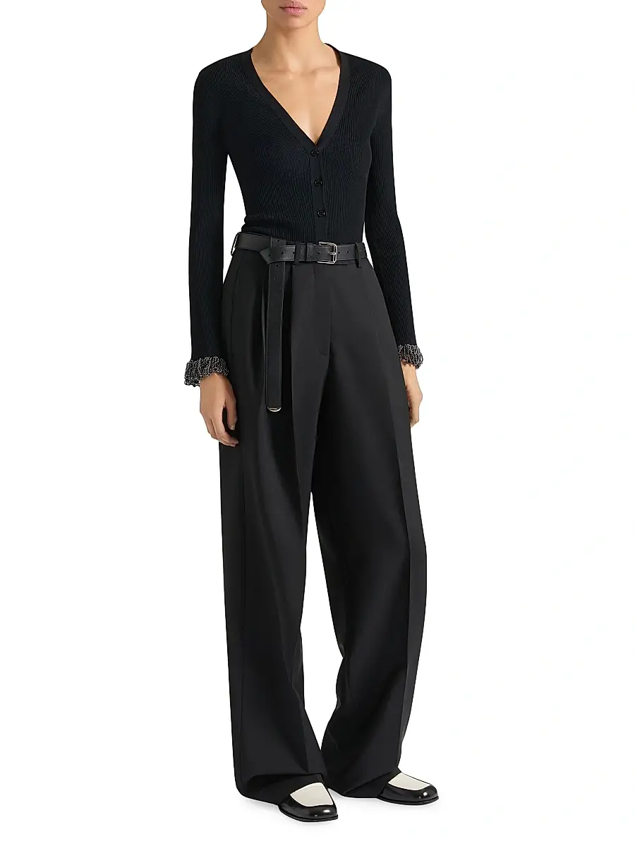 Givenchy Women's Cardigan in Knit with Embroidered Pearls - Black | Thumbnail 4 Givenchy Women's Cardigan in Knit with Embroidered Pearls - Black | Thumbnail 4