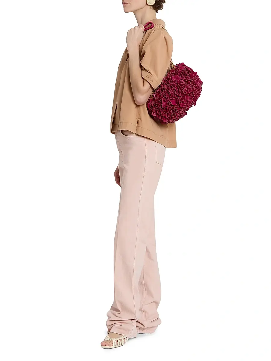 Chloé Women's Plissé Leather Shoulder Bag - Berry Pink | Thumbnail 2 Chloé Women's Plissé Leather Shoulder Bag - Berry Pink | Thumbnail 2