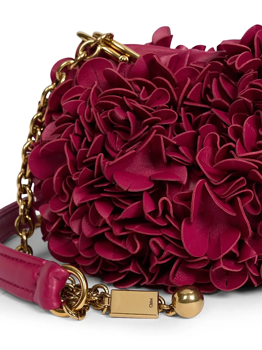 Chloé Women's Plissé Leather Shoulder Bag - Berry Pink | Thumbnail 3 Chloé Women's Plissé Leather Shoulder Bag - Berry Pink | Thumbnail 3