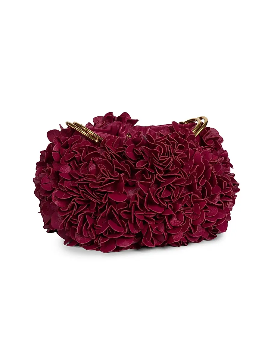 Chloé Women's Plissé Leather Shoulder Bag - Berry Pink | Thumbnail 5 Chloé Women's Plissé Leather Shoulder Bag - Berry Pink | Thumbnail 5