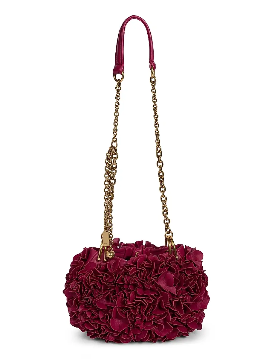 Chloé Women's Plissé Leather Shoulder Bag - Berry Pink | Thumbnail 6 Chloé Women's Plissé Leather Shoulder Bag - Berry Pink | Thumbnail 6