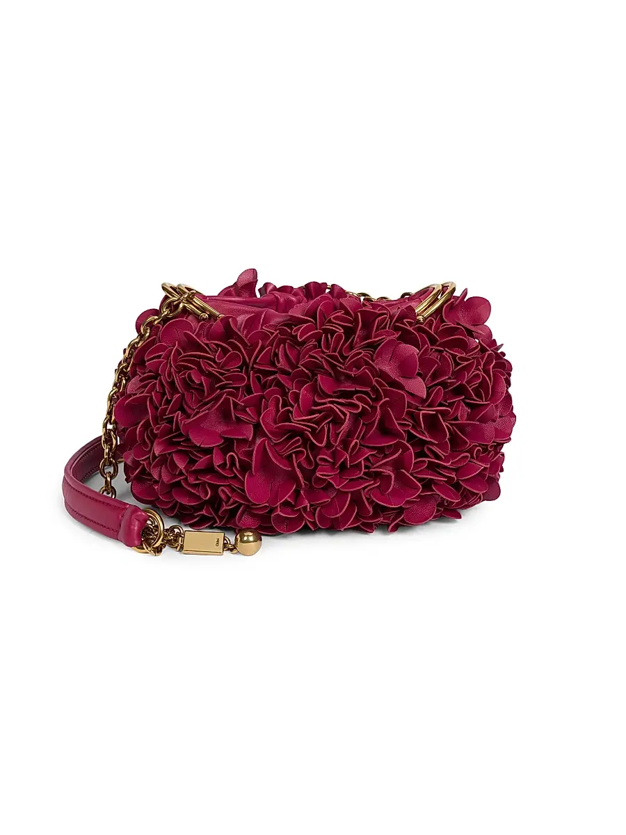 Women's Plissé Leather Shoulder Bag - Berry Pink Women's Plissé Leather Shoulder Bag - Berry Pink
