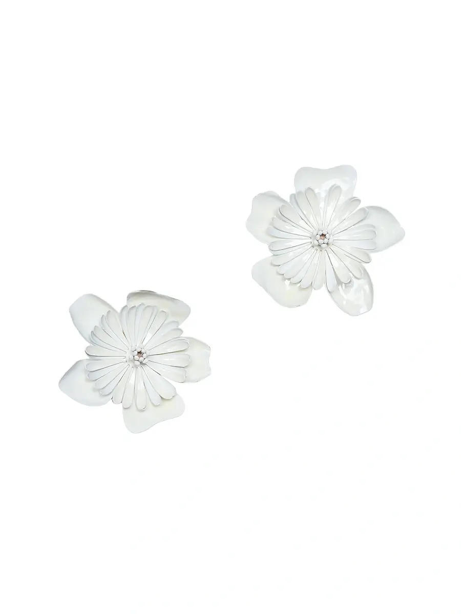 Women's Oversized Floral Stud Earrings - Cloudy White Women's Oversized Floral Stud Earrings - Cloudy White