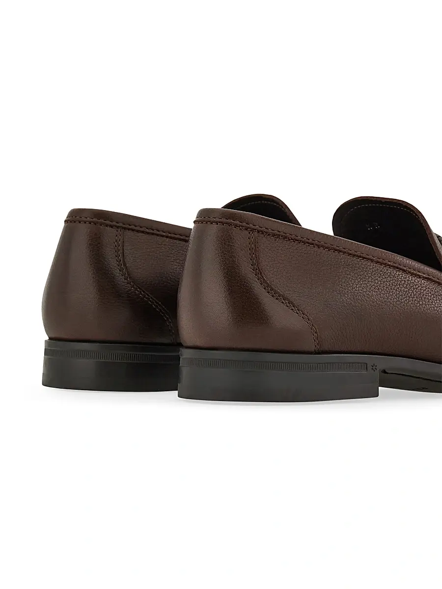 FERRAGAMO Men's Caspian Braided-Strap Leather Loafers - Nero | Thumbnail 5