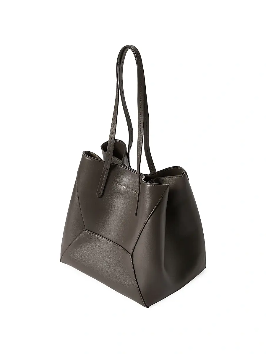 Brunello Cucinelli Women's Duo Bag Totes in Calfskin with Monili - Dark Mahogany | Thumbnail 4 Brunello Cucinelli Women's Duo Bag Totes in Calfskin with Monili - Dark Mahogany | Thumbnail 4