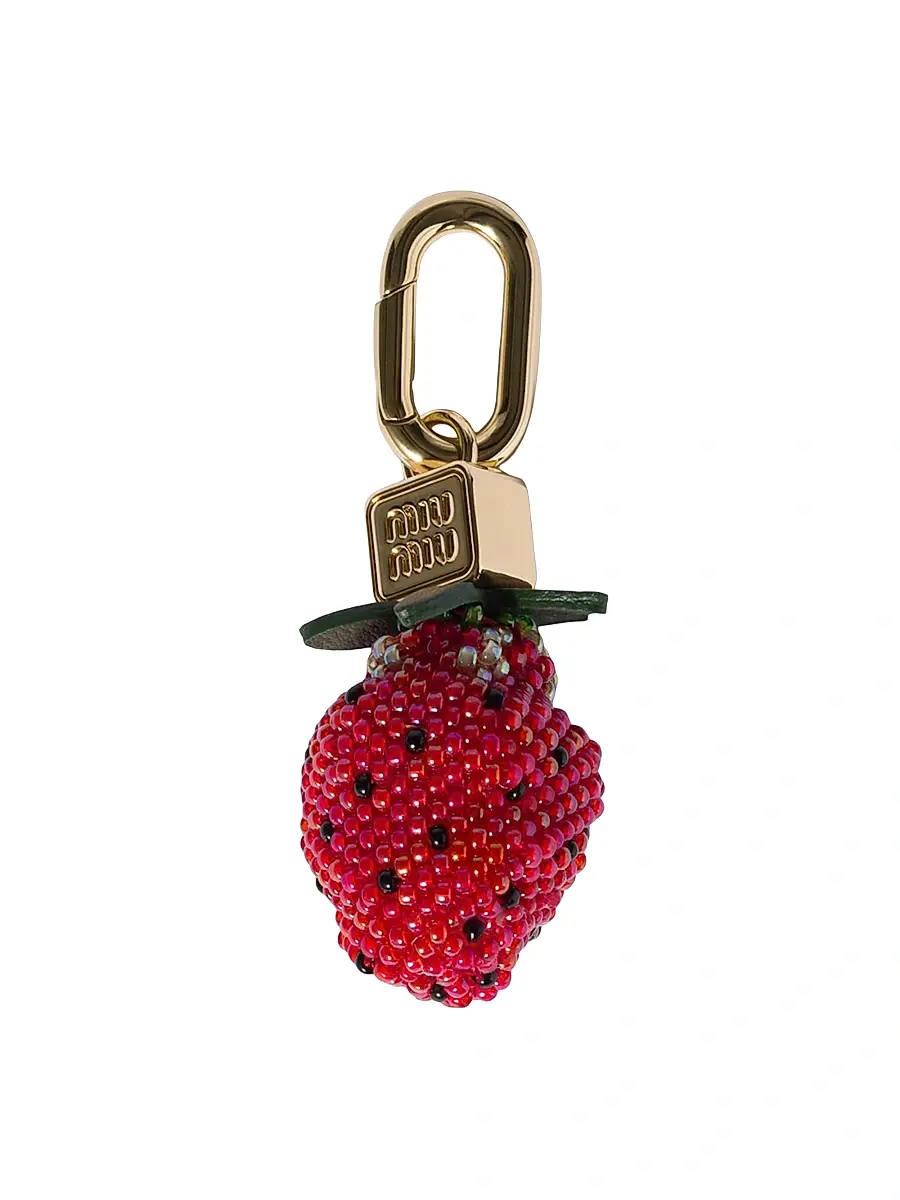 Miu Miu Women's Beads and Leather Micro Trick Charm - Red | Image 1 Miu Miu Women's Beads and Leather Micro Trick Charm - Red | Image 1