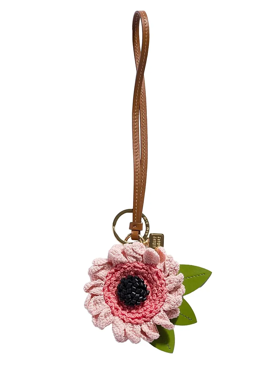 Miu Miu Women's Fabric and Leather Key Ring Trick | Image 1 Miu Miu Women's Fabric and Leather Key Ring Trick | Image 1