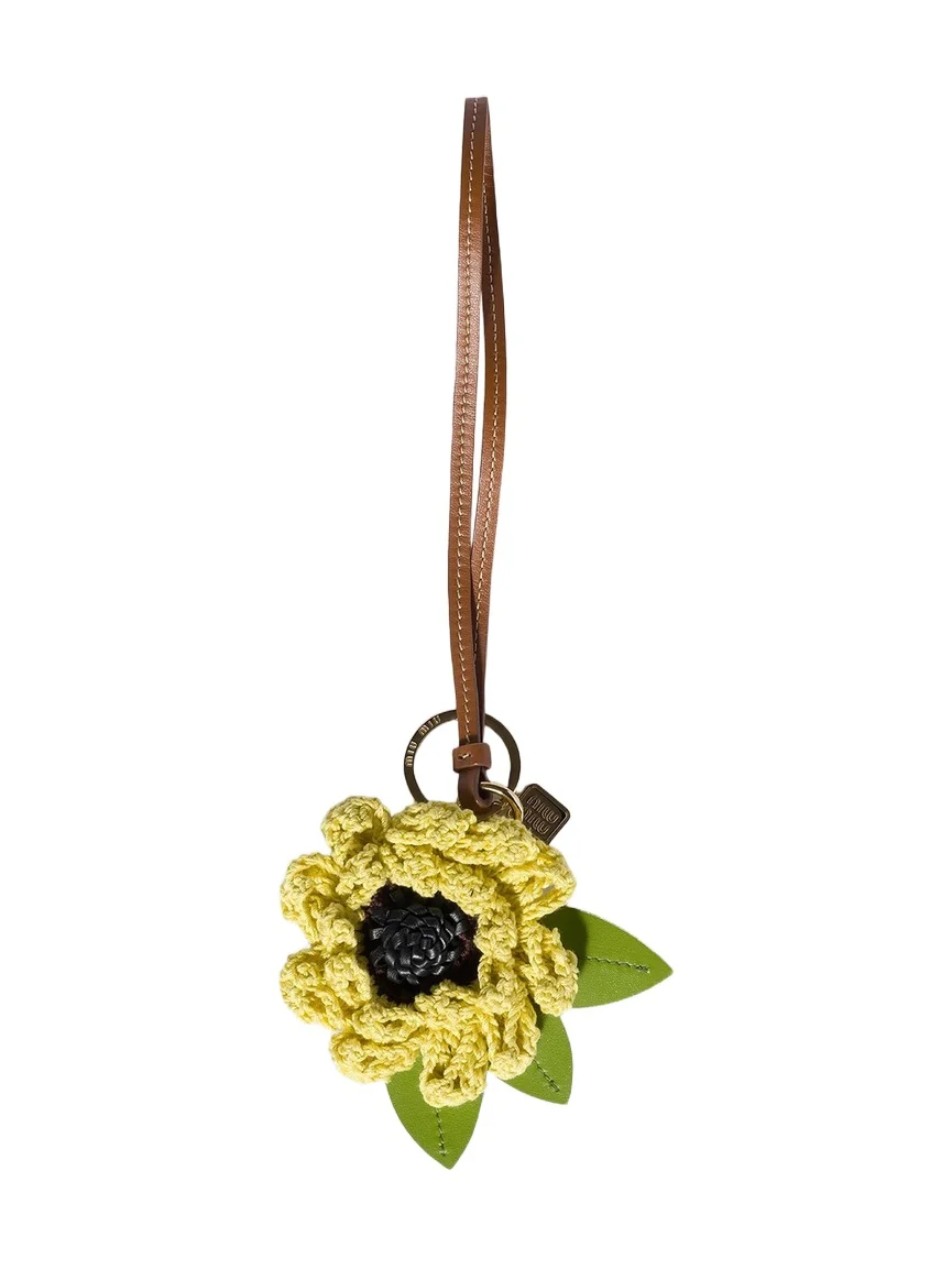 Miu Miu Women's Fabric and Leather Key Ring Trick Charm