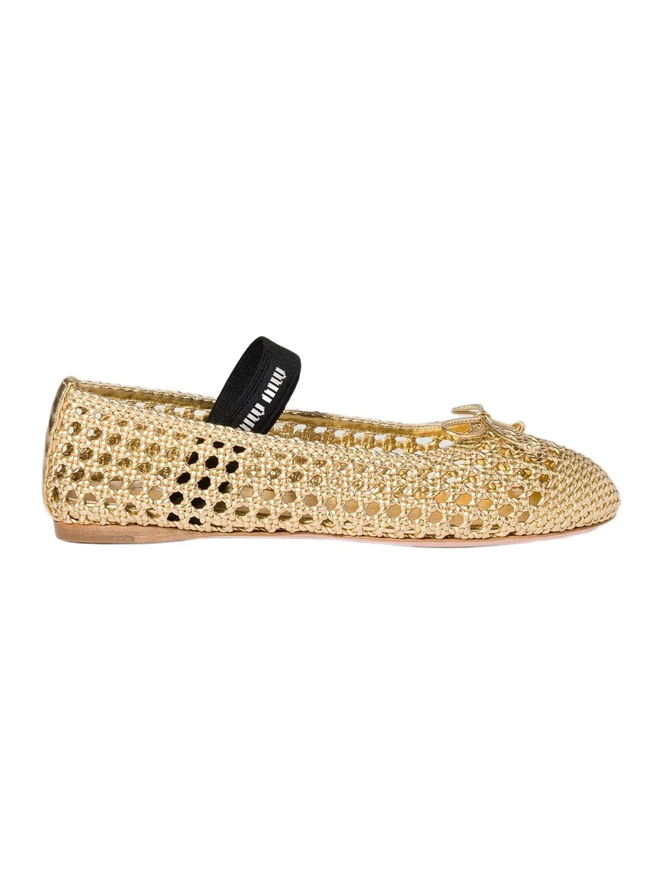 Miu Miu Women's Woven Mordore Nappa Leather Ballerinas