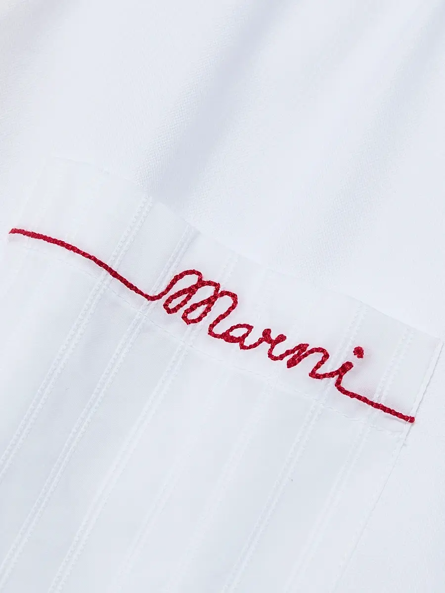 Marni Men's Embroidered Cotton Oxford Shirt - Lily White | Thumbnail 7 Marni Men's Embroidered Cotton Oxford Shirt - Lily White | Thumbnail 7