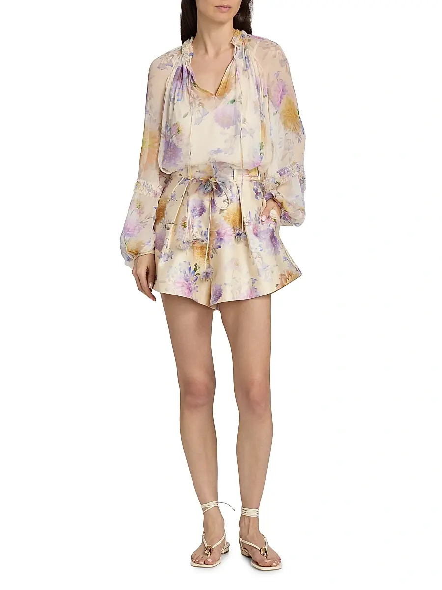 Zimmermann Women's Luna Floral Ruffled Billow Blouse | Thumbnail 2