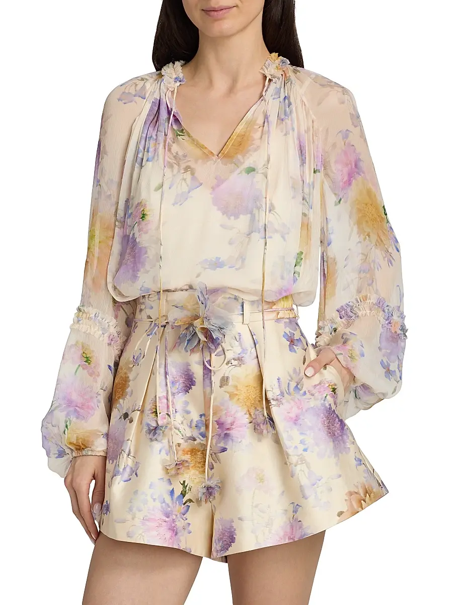 Zimmermann Women's Luna Floral Ruffled Billow Blouse | Thumbnail 3
