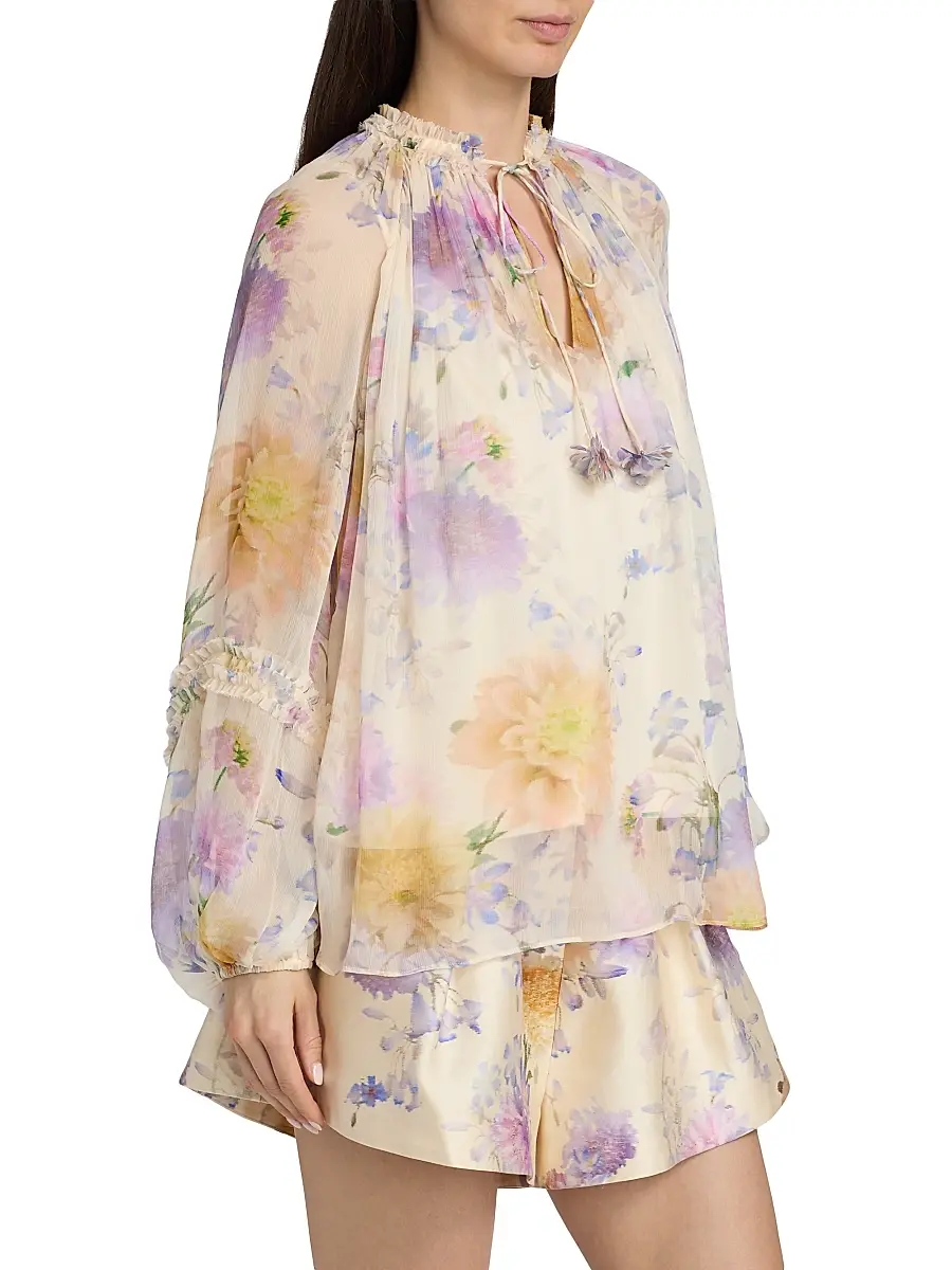 Zimmermann Women's Luna Floral Ruffled Billow Blouse | Thumbnail 4