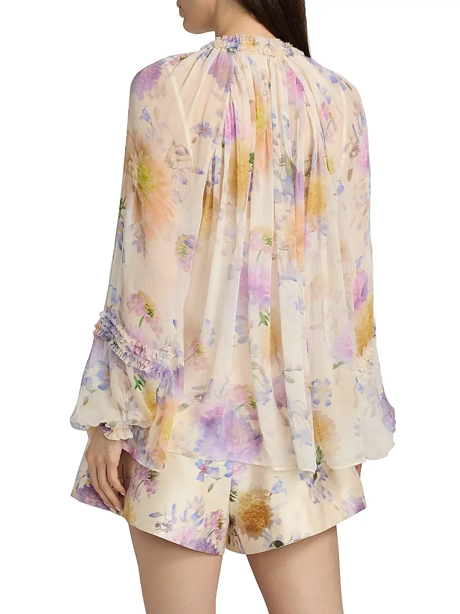 Zimmermann Women's Luna Floral Ruffled Billow Blouse | Thumbnail 5