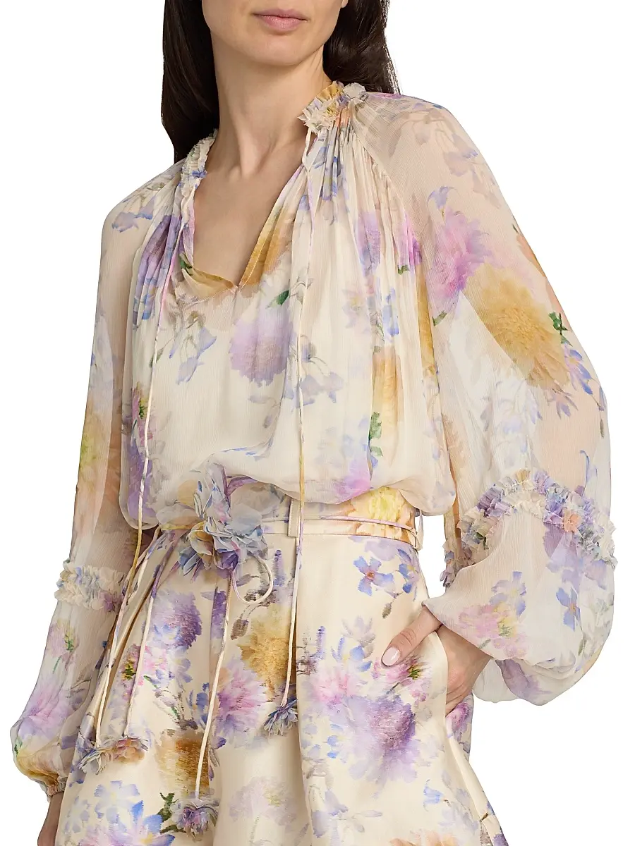 Zimmermann Women's Luna Floral Ruffled Billow Blouse | Thumbnail 6