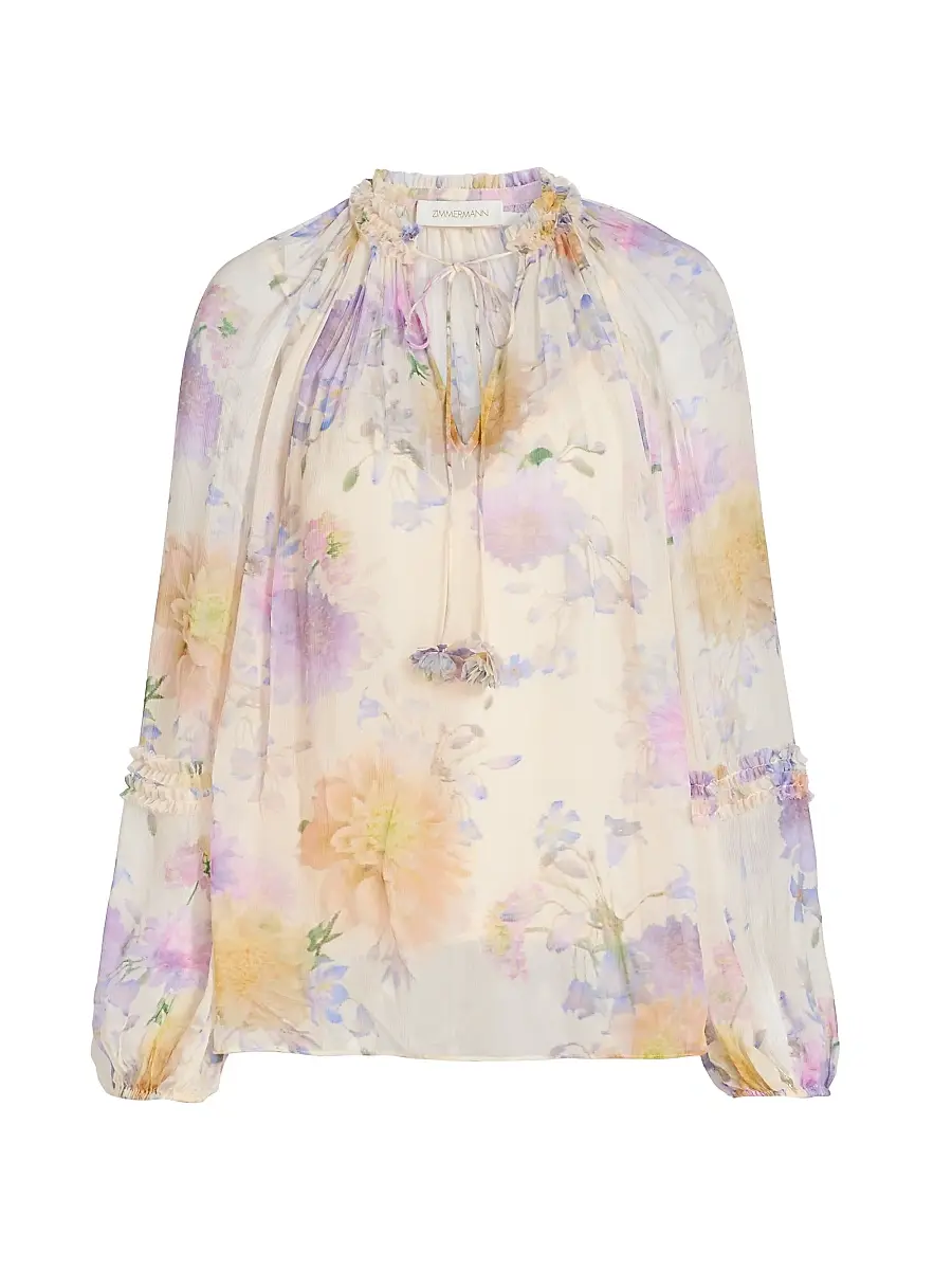 Zimmermann Women's Luna Floral Ruffled Billow Blouse