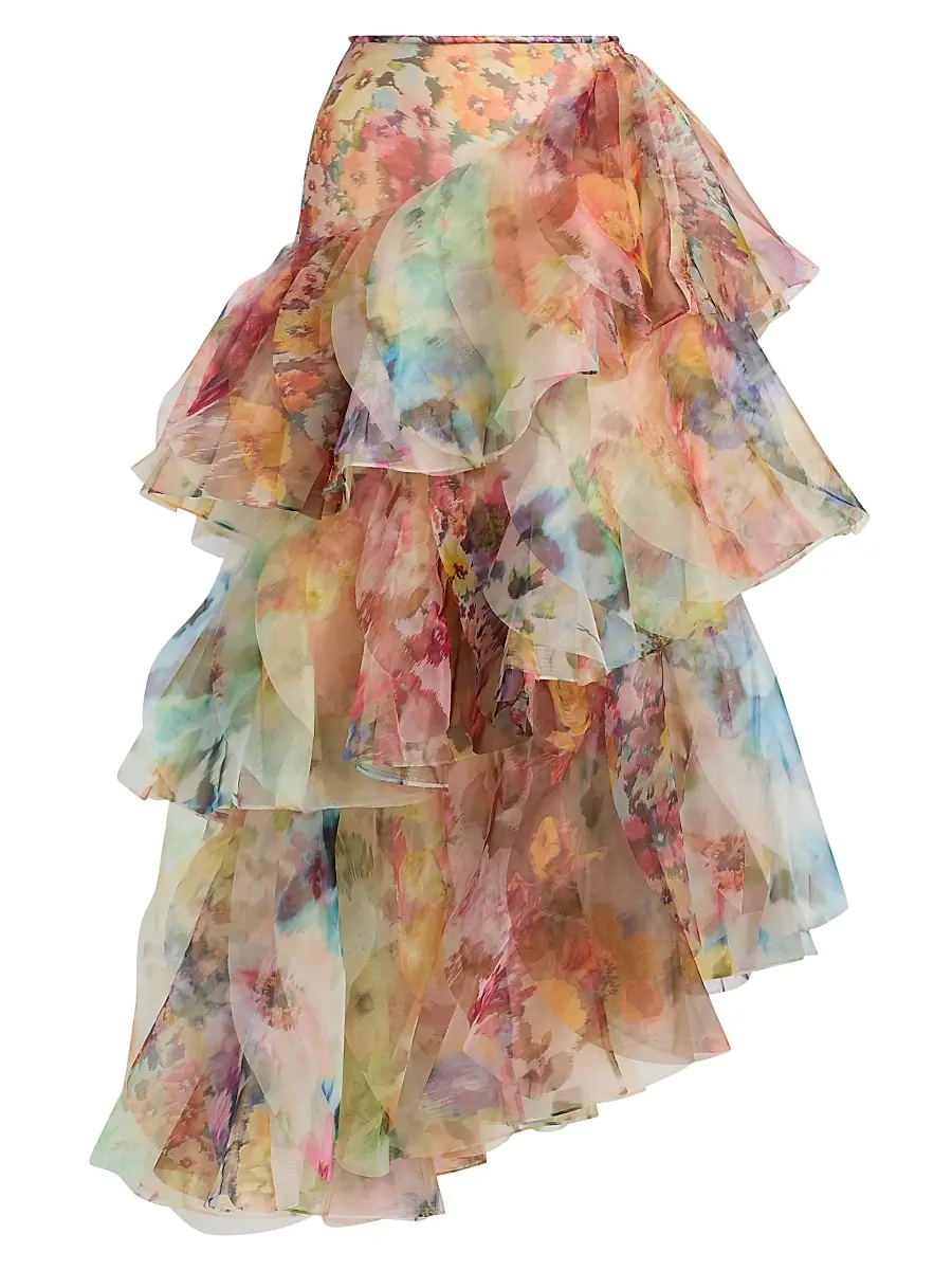 Zimmermann Women's Luna Fanned Maxi Skirt - Spliced Floral | Image 1 Zimmermann Women's Luna Fanned Maxi Skirt - Spliced Floral | Image 1