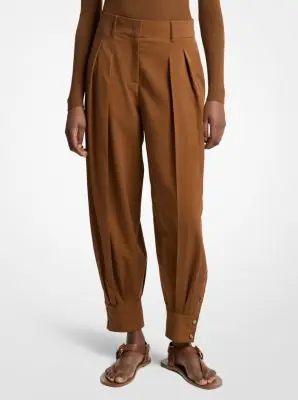 Michael Kors Collection Silk Gabardine Cuffed Carrot Trousers in Brown | Thumbnail 2 Michael Kors Collection Silk Gabardine Cuffed Carrot Trousers in Brown | Thumbnail 2