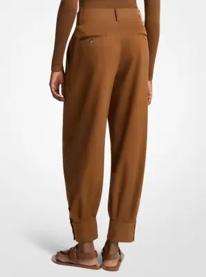 Michael Kors Collection Silk Gabardine Cuffed Carrot Trousers in Brown | Thumbnail 3 Michael Kors Collection Silk Gabardine Cuffed Carrot Trousers in Brown | Thumbnail 3