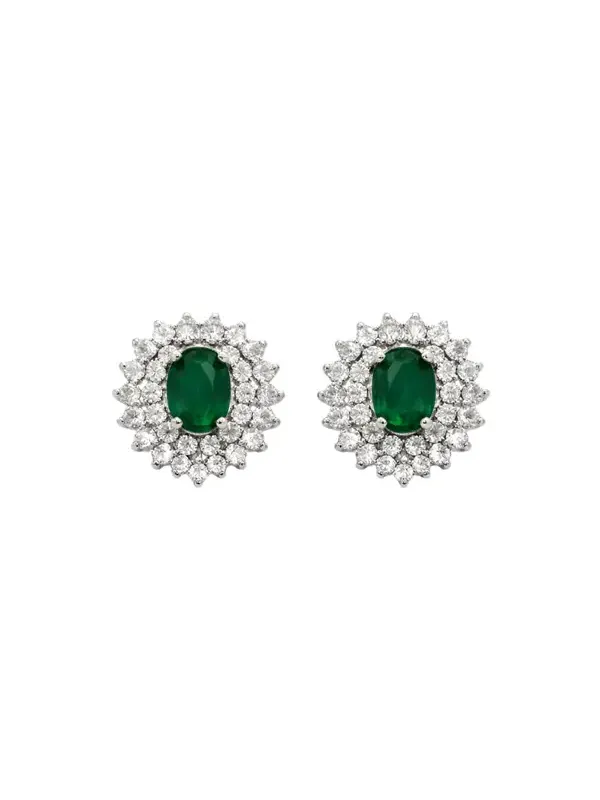 2.38ct Diamond Emerald 18K Gold Double Halo Earrings 2.38ct Diamond Emerald 18K Gold Double Halo Earrings