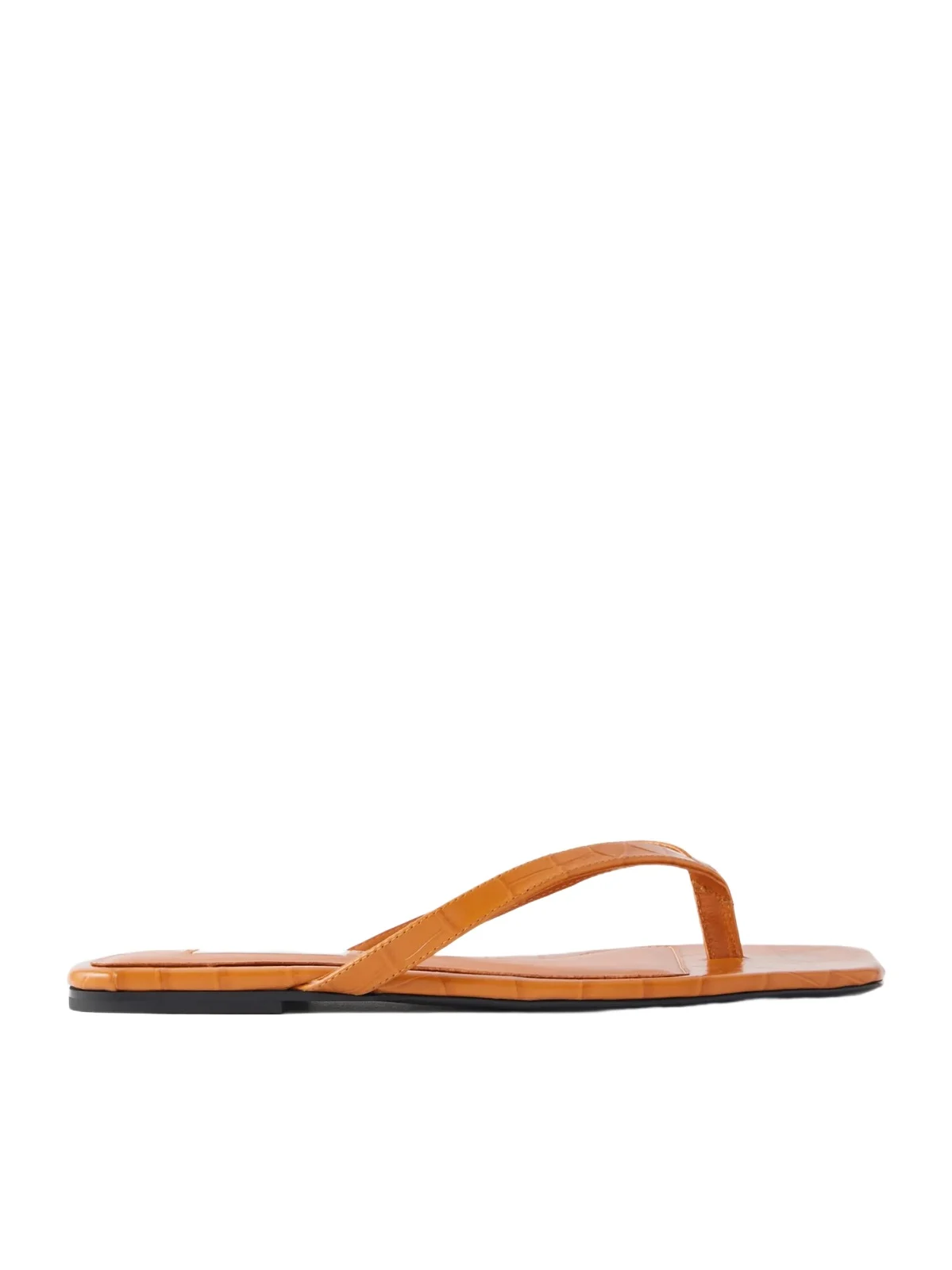 Croc-effect Leather Flip Flops Croc-effect Leather Flip Flops