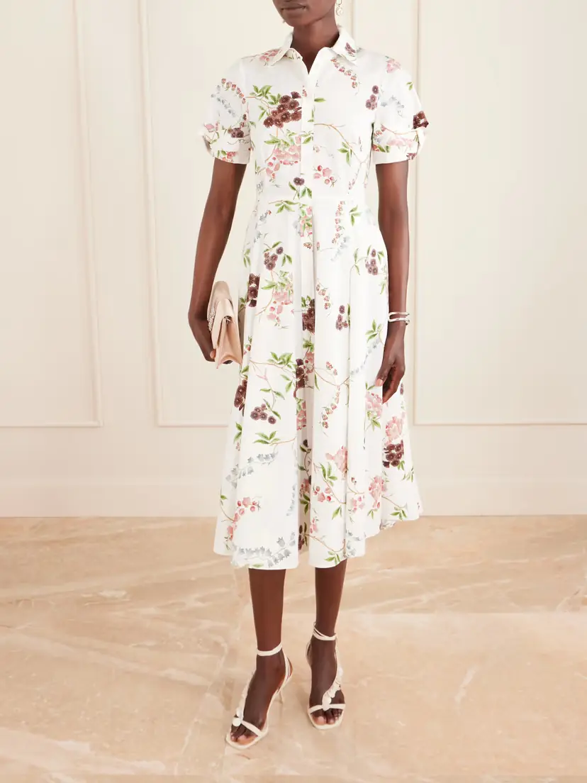 Erdem Pleated Floral-print Cotton-poplin Midi Shirt Dress | Thumbnail 2