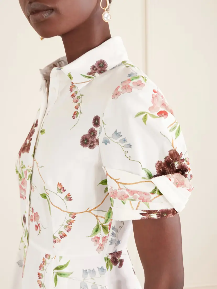 Erdem Pleated Floral-print Cotton-poplin Midi Shirt Dress | Thumbnail 4