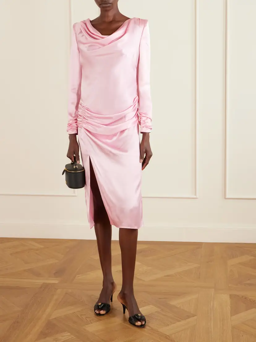 Valentino Garavani Draped Silk-satin Midi Dress | Thumbnail 2