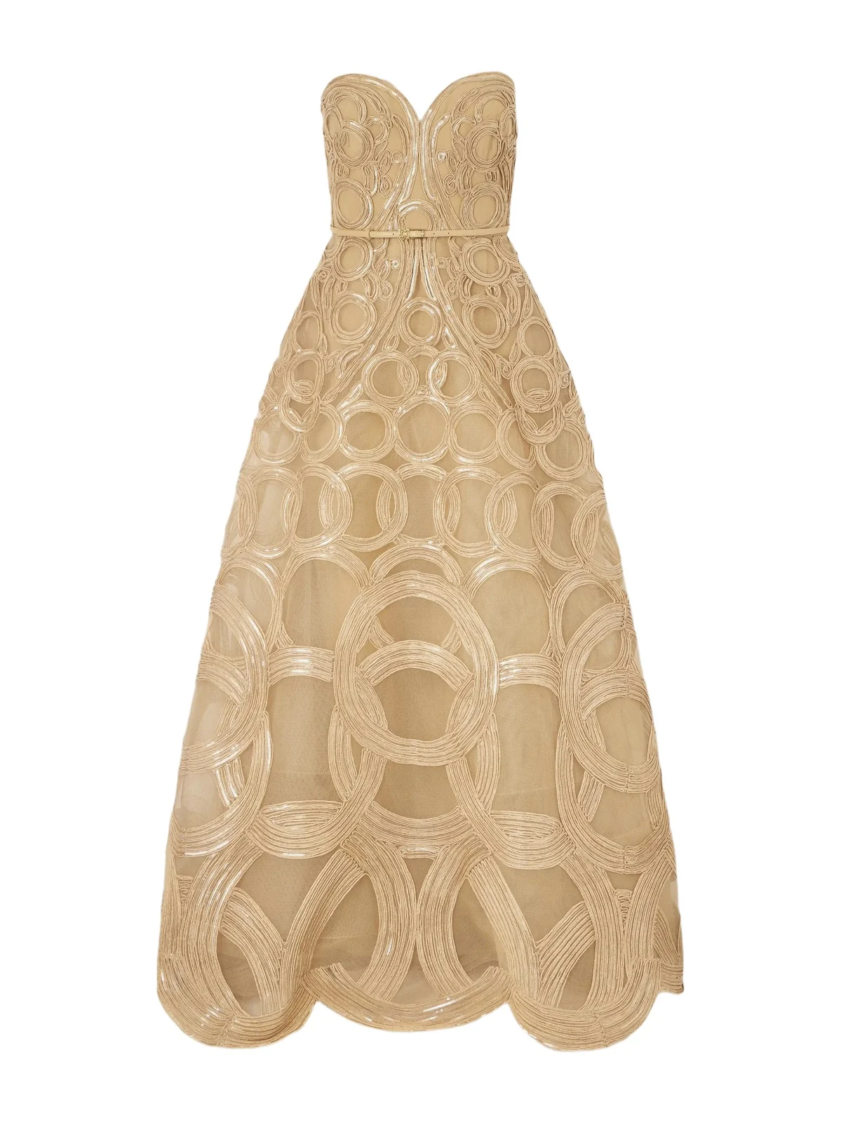 Strapless Sequin-embellished Raffia-trimmed Tulle Midi Dress Strapless Sequin-embellished Raffia-trimmed Tulle Midi Dress