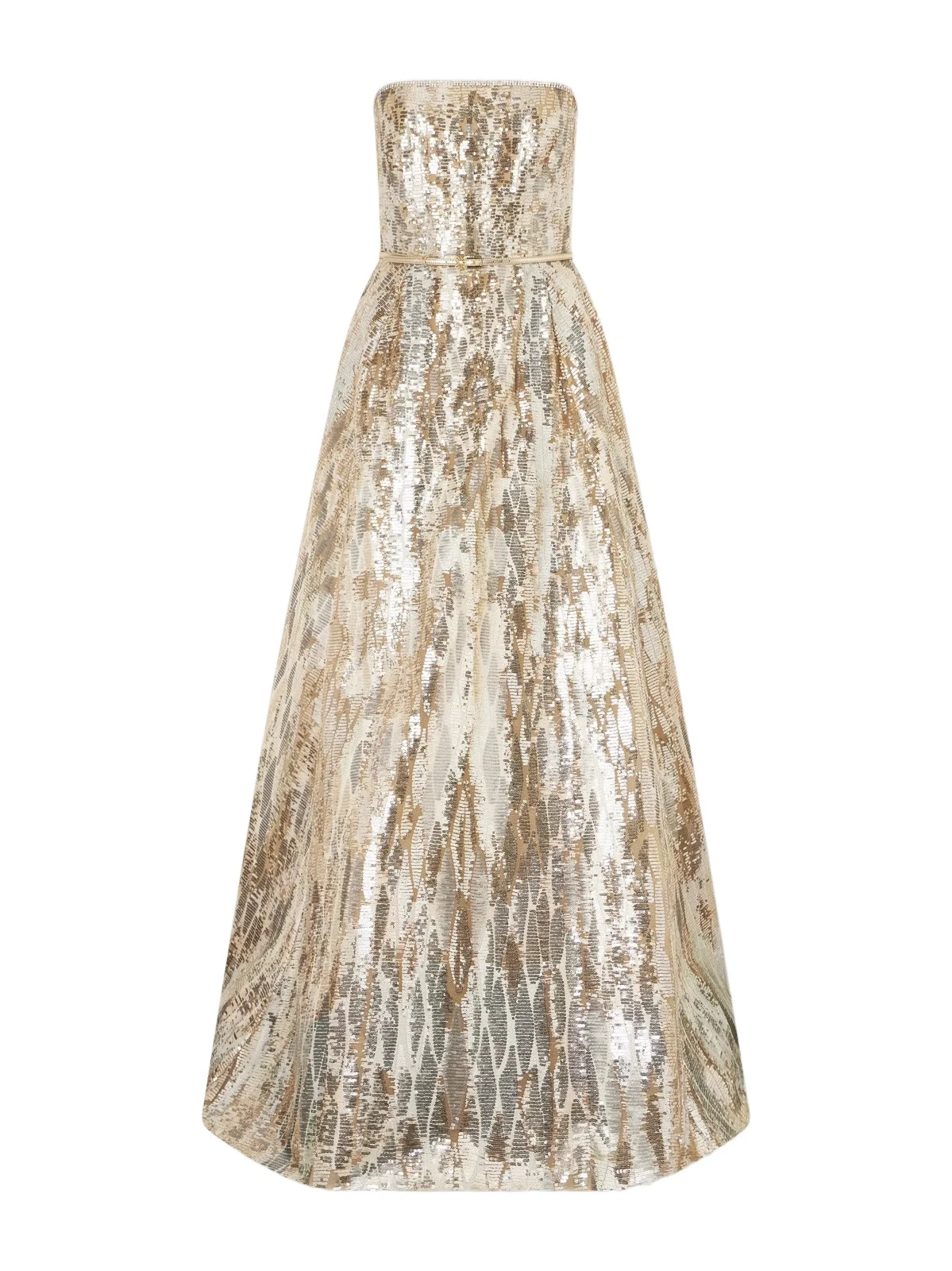 Strapless Belted Sequin-embellished Tulle Gown Strapless Belted Sequin-embellished Tulle Gown