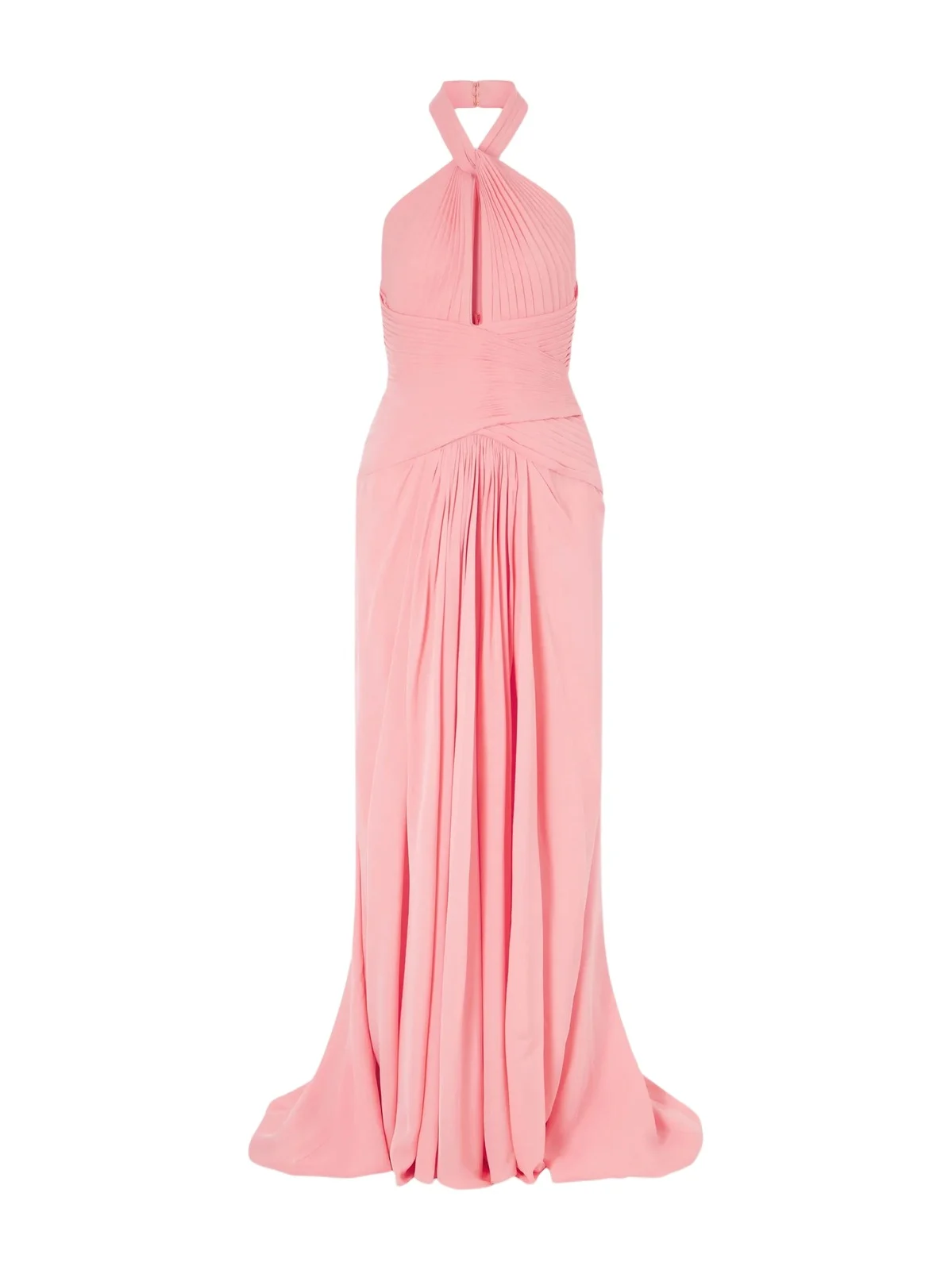 Pleated Silk-georgette Halterneck Gown