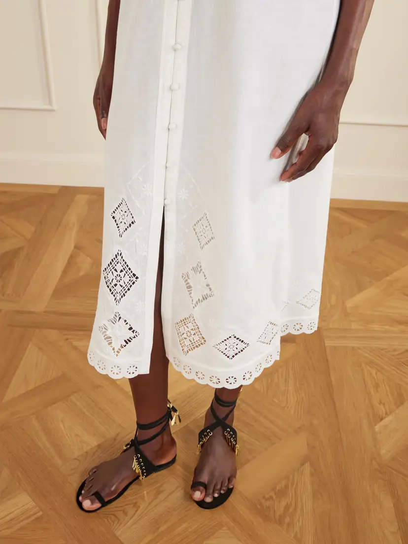 Isabel Marant Nelsane Broderie Anglaise Cotton And Linen-blend Midi Dress | Thumbnail 5 Isabel Marant Nelsane Broderie Anglaise Cotton And Linen-blend Midi Dress | Thumbnail 5