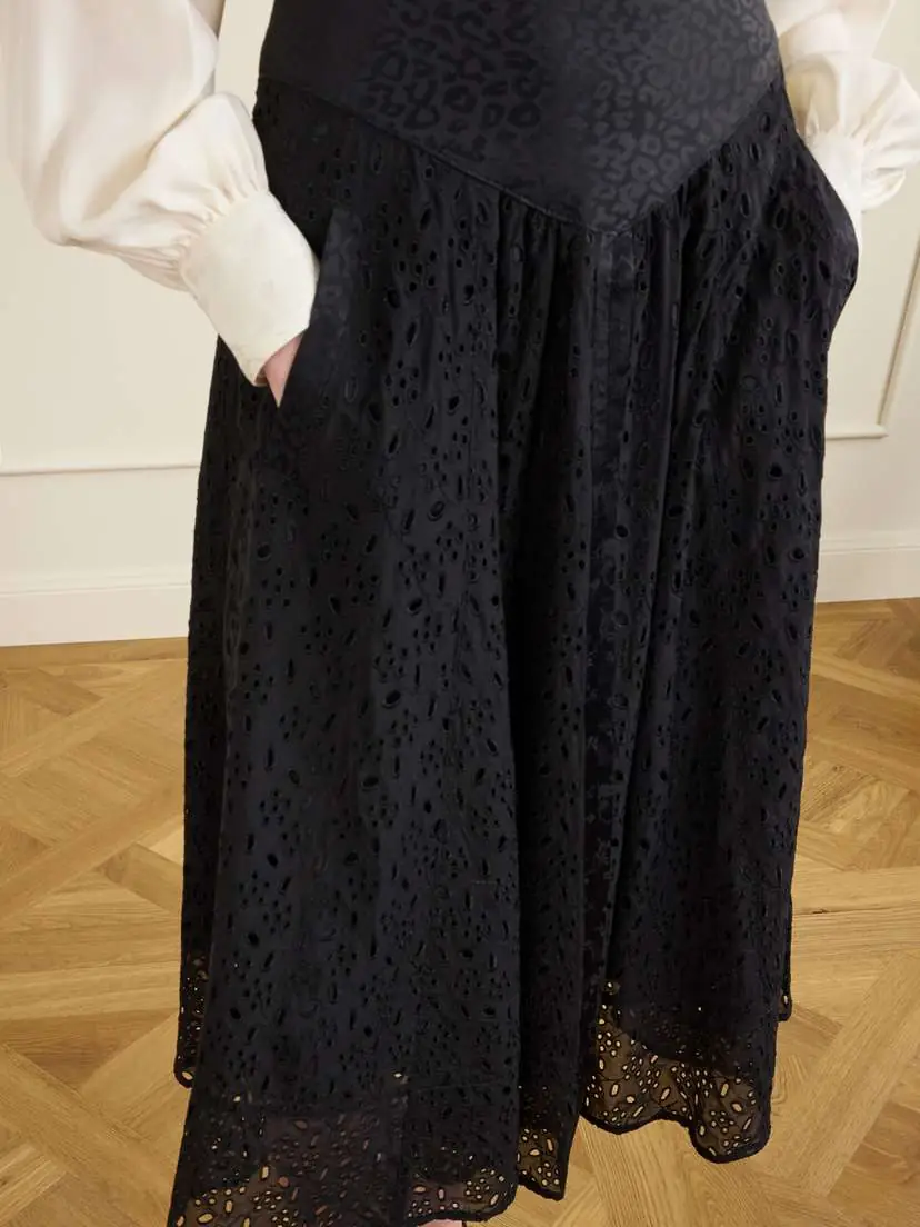 MAISON MAYLE Djuna Broderie Anglaise Silk Midi Skirt | Thumbnail 5