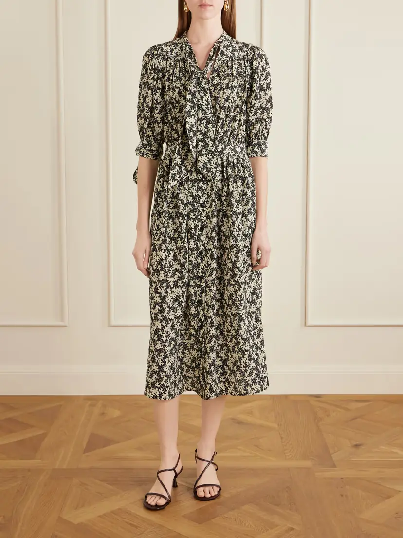 MAISON MAYLE Lala Patterned Silk-crepe Midi Dress | Thumbnail 2 MAISON MAYLE Lala Patterned Silk-crepe Midi Dress | Thumbnail 2