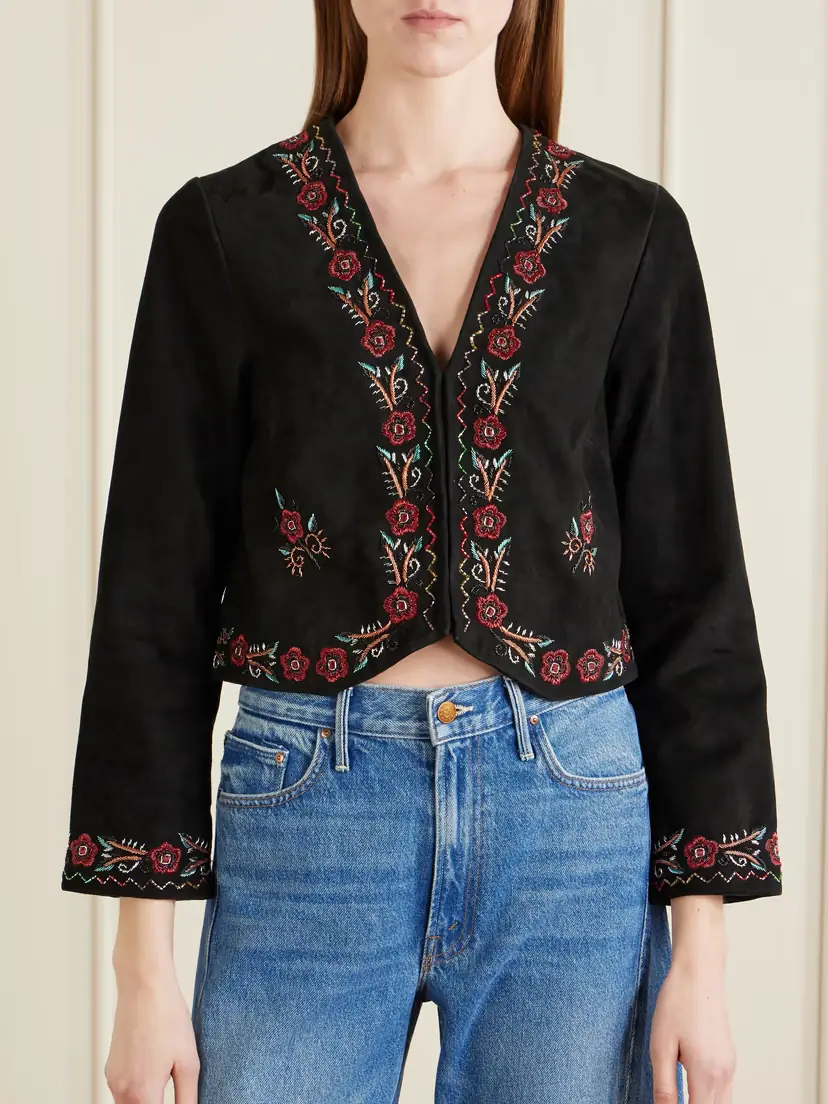 Rixo Oliwia Embellished Suede Evening Jacket | Thumbnail 3