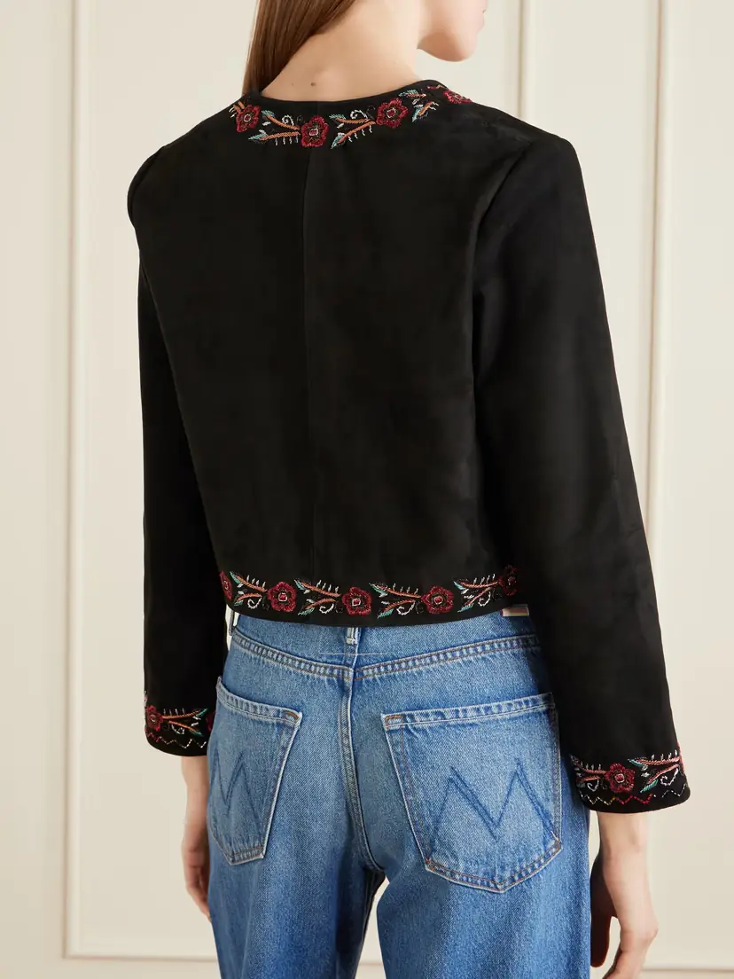 Rixo Oliwia Embellished Suede Evening Jacket | Thumbnail 4
