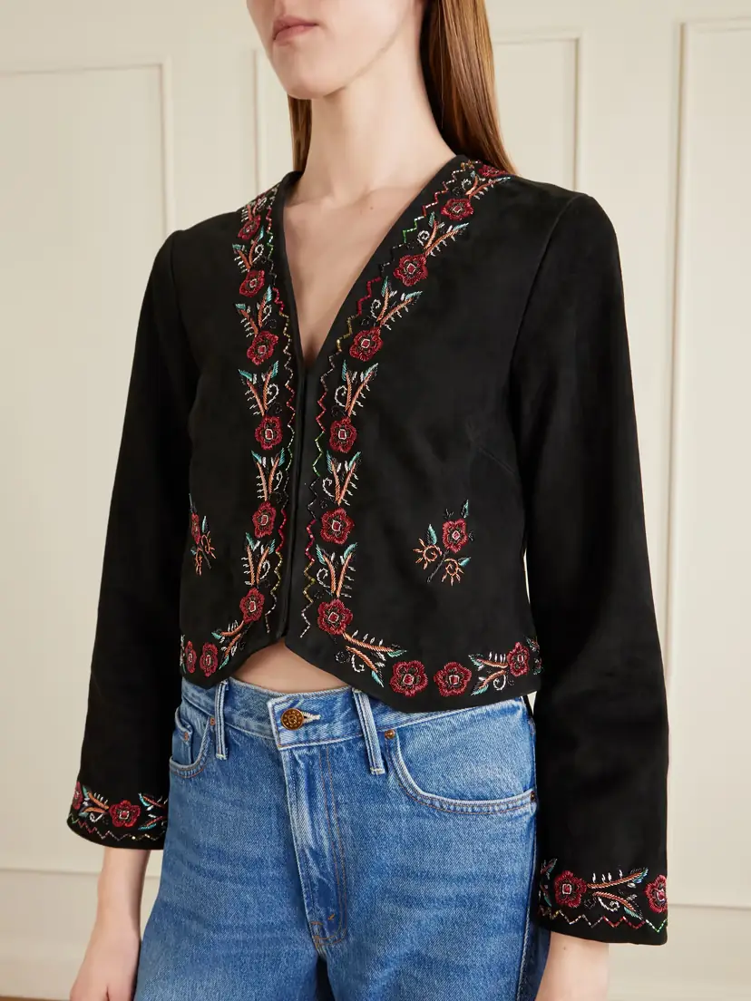 Rixo Oliwia Embellished Suede Evening Jacket | Thumbnail 5