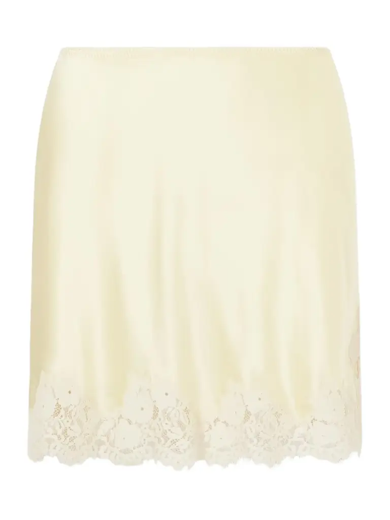 DÔEN Giulietta Lace-trimmed Silk-charmeuse Mini Skirt | Image 1 DÔEN Giulietta Lace-trimmed Silk-charmeuse Mini Skirt | Image 1
