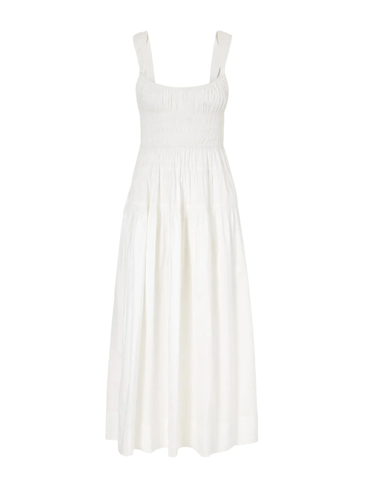 Clover Shirred Organic Cotton-poplin Midi Dress