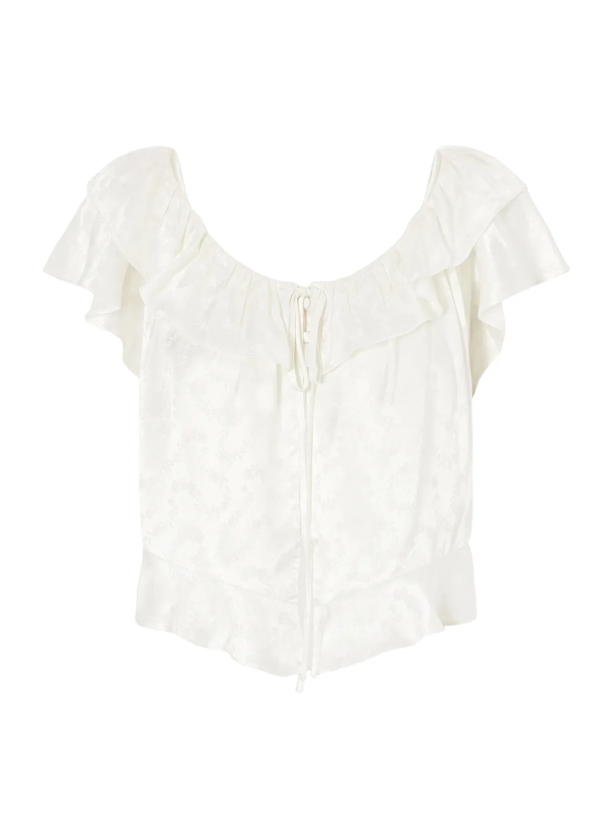 Floriette Ruffled Satin-jacquard Blouse