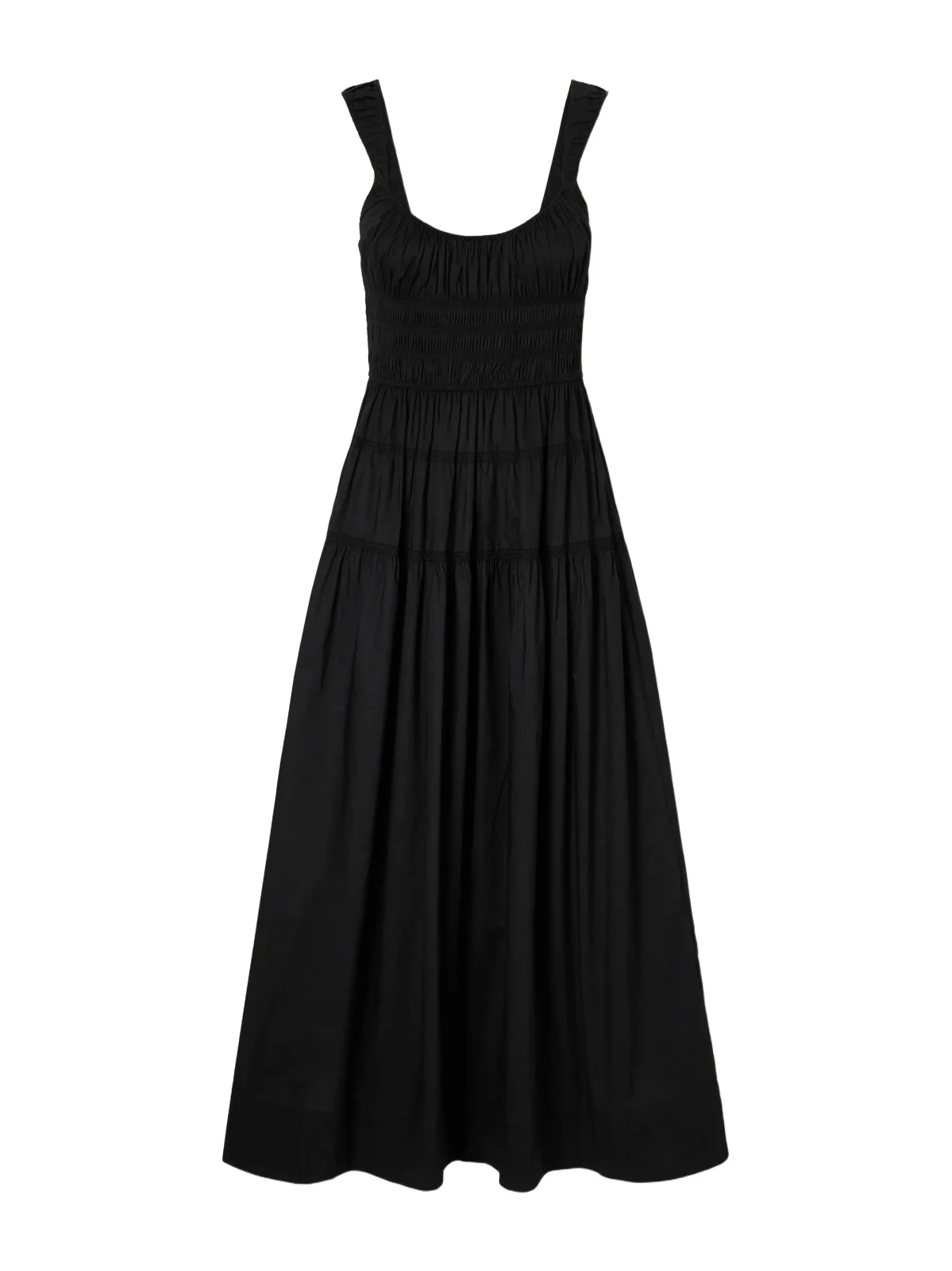 Clover Shirred Organic Cotton-poplin Midi Dress