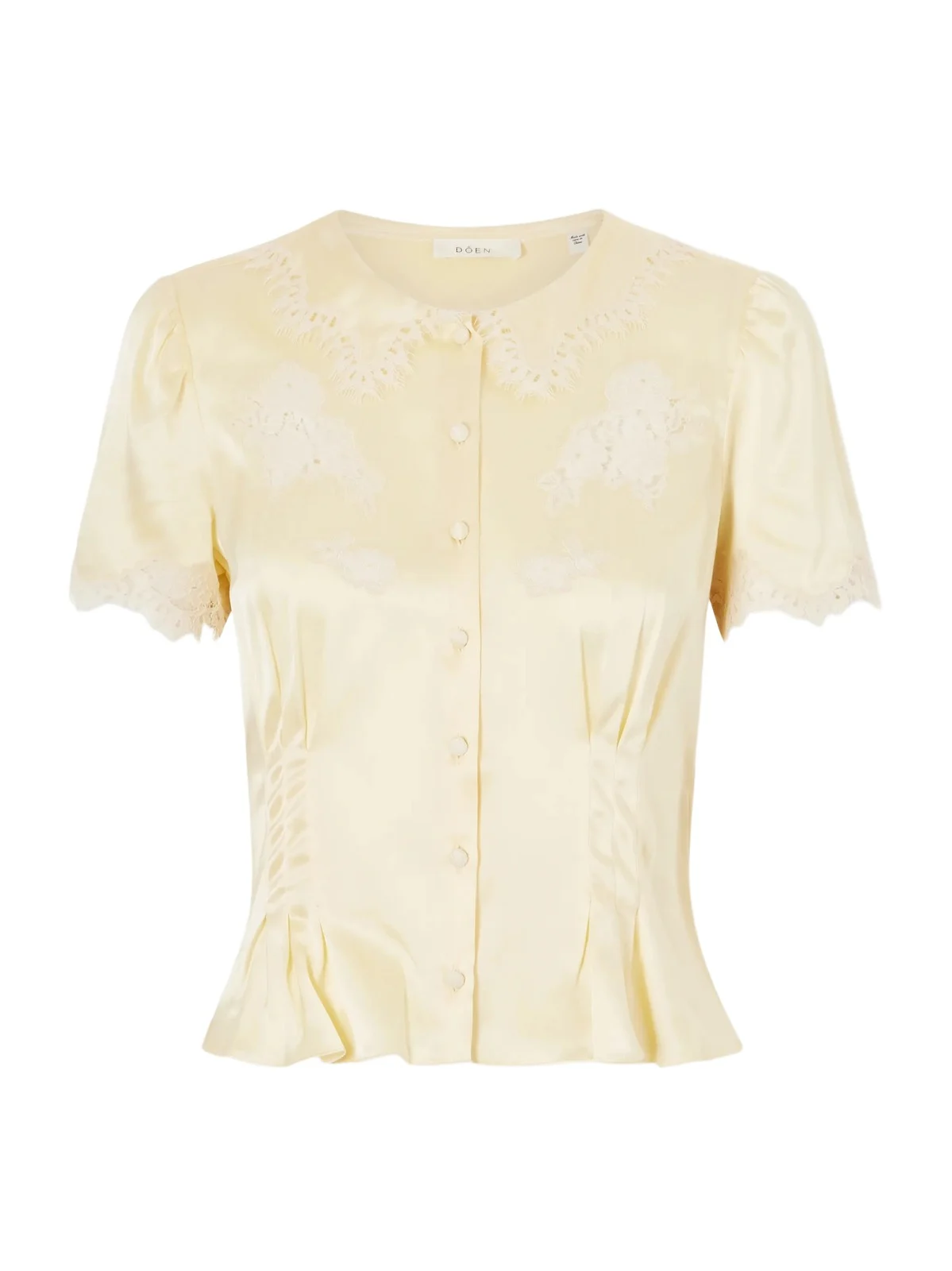 Yvette Lace-trimmed Silk-satin Blouse