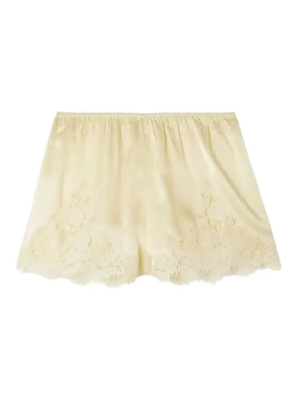 Iona Lace-trimmed Silk-satin Shorts Iona Lace-trimmed Silk-satin Shorts