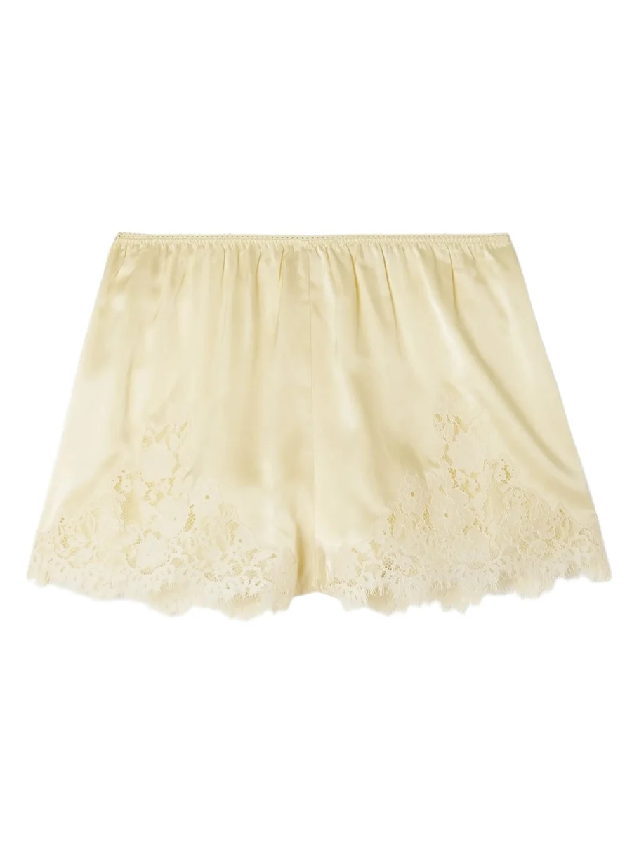 DÔEN Iona Lace-trimmed Silk-satin Shorts